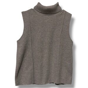 Zara Gray Sleeveless Turtleneck Sweater Vest Women’s Size M Minimalist Knit Top